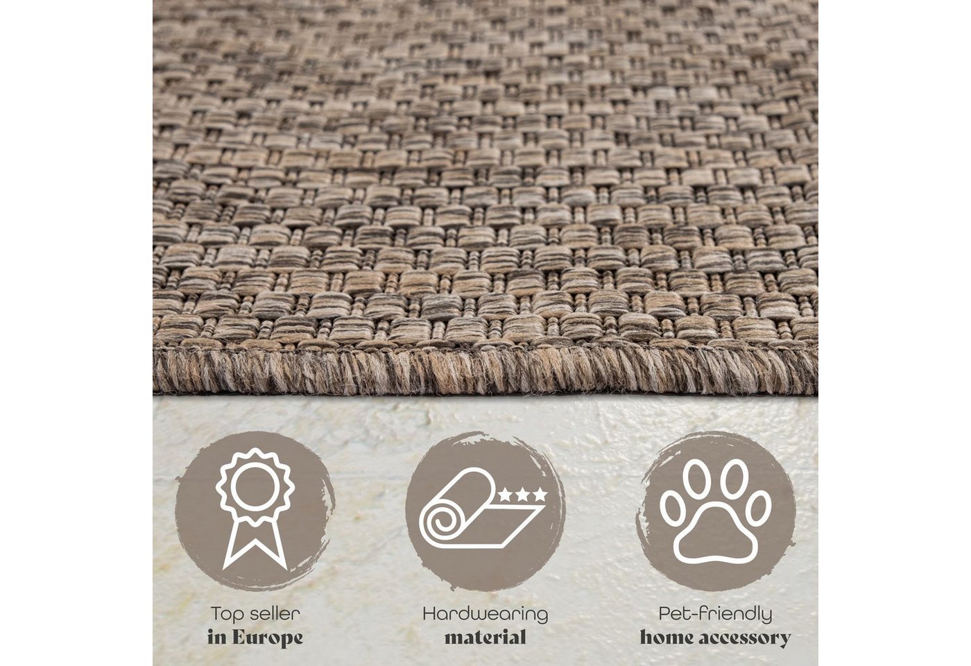 TT Home Teppich Badezimmer, Diele, Esszimmer, Flur, Küche, Schlafzimmer, Wohnzimmer, A, Rechteckig, Höhe: 4 mm, Teppich Outdoor Wohnzimmer Esszimmer Balkon Wett – Bild 5 von 5