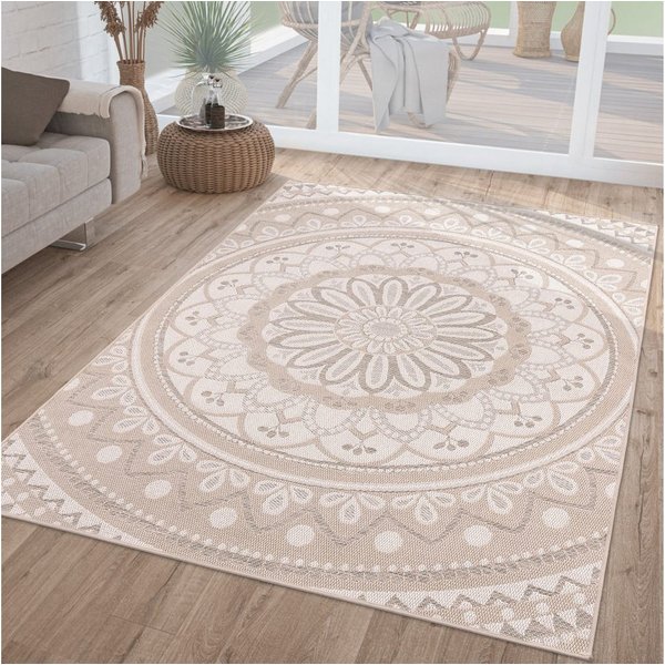 TT Home Teppich Diele, Esszimmer, Flur, Küche, Rechteckig, Höhe: 4 mm, In-& Outdoorteppich Wetterfest Garten Orientalisches Marokkanisches Bo
