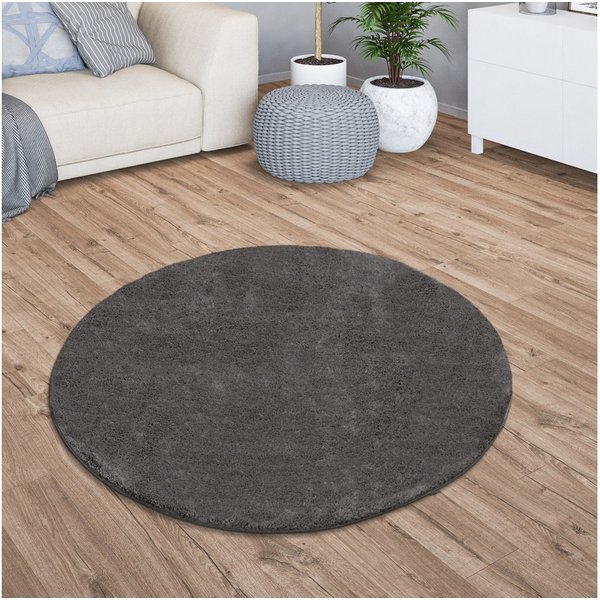 TT Home Teppich Diele, Esszimmer, Flur, Schlafzimmer, Wohnzimmer, Rund, Höhe: 14 mm, Wohnzimmer Kurzflor Einfarbig Modernes Design Waschbar