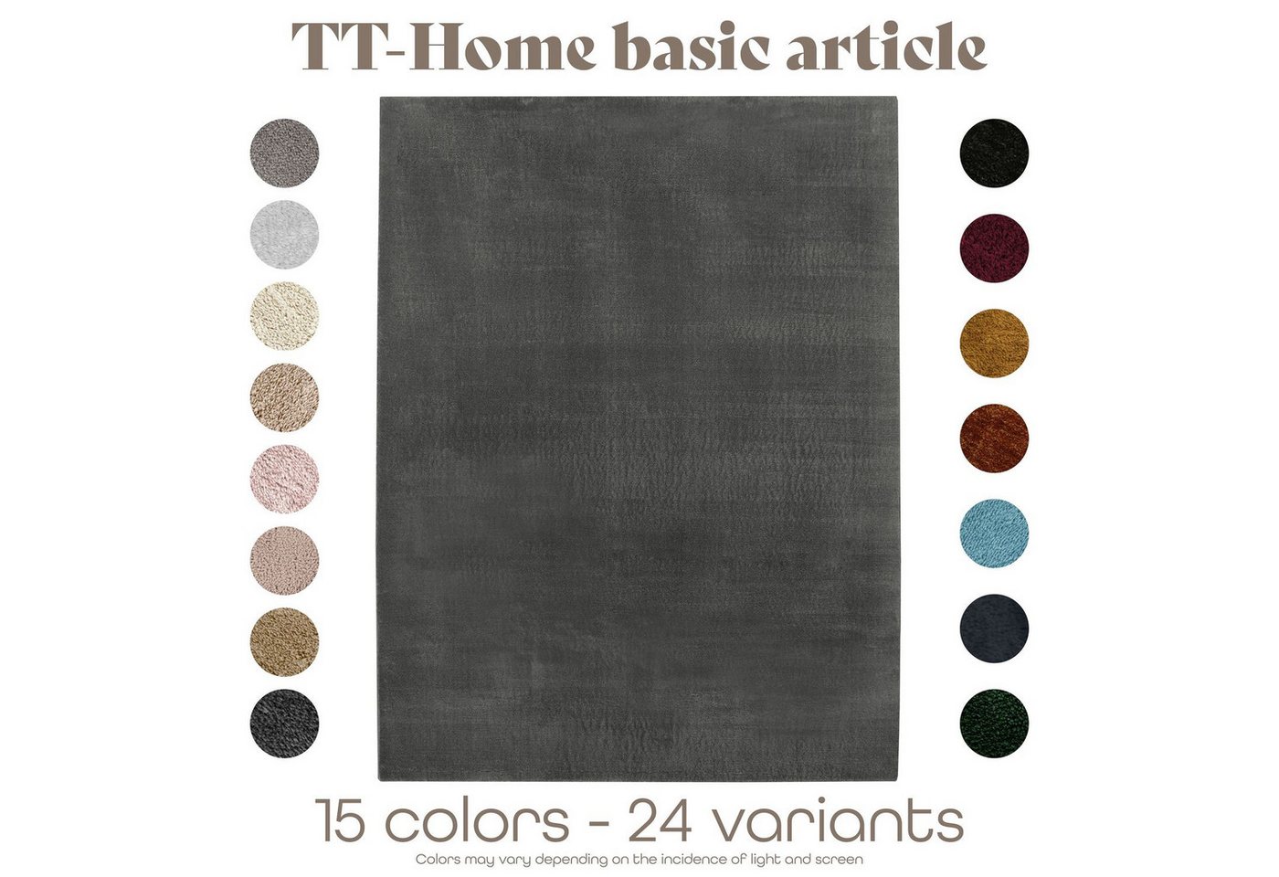 TT Home Teppich Diele, Esszimmer, Flur, Schlafzimmer, Wohnzimmer, Rund, Höhe: 14 mm, Wohnzimmer Kurzflor Einfarbig Modernes Design Waschbar – Bild 3 von 5