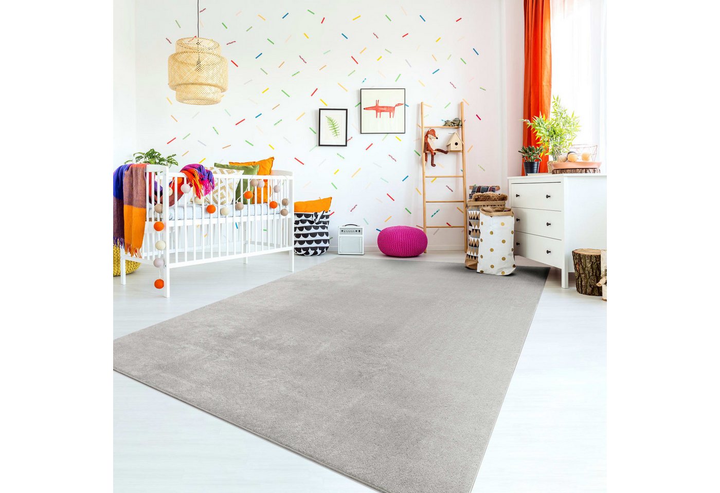 TT Home Teppich Diele, Esszimmer, Flur, Schlafzimmer, Wohnzimmer, Rechteckig, Höhe: 14 mm, Wohnzimmer Kurzflor Einfarbig Modernes Design Waschbar – Bild 5 von 5