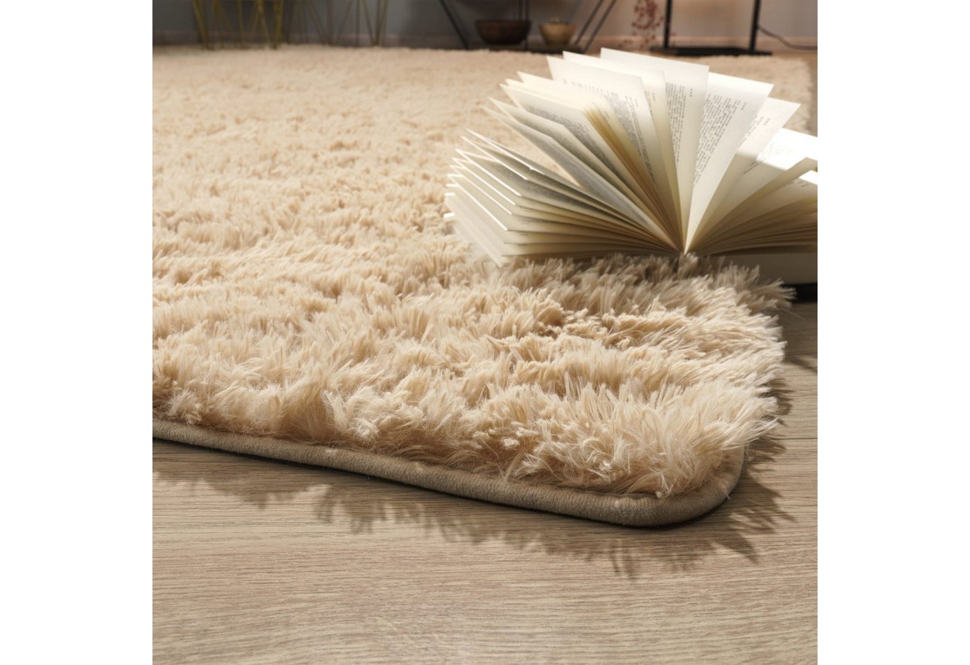 TT Home Teppich Diele, Esszimmer, Flur, Schlafzimmer, Wohnzimmer, Rechteckig, Höhe: 37 mm, Teppich Wohnzimmer Hochflor Langflor Weich Soft Modernes Einfarbiges  – Bild 4 von 5