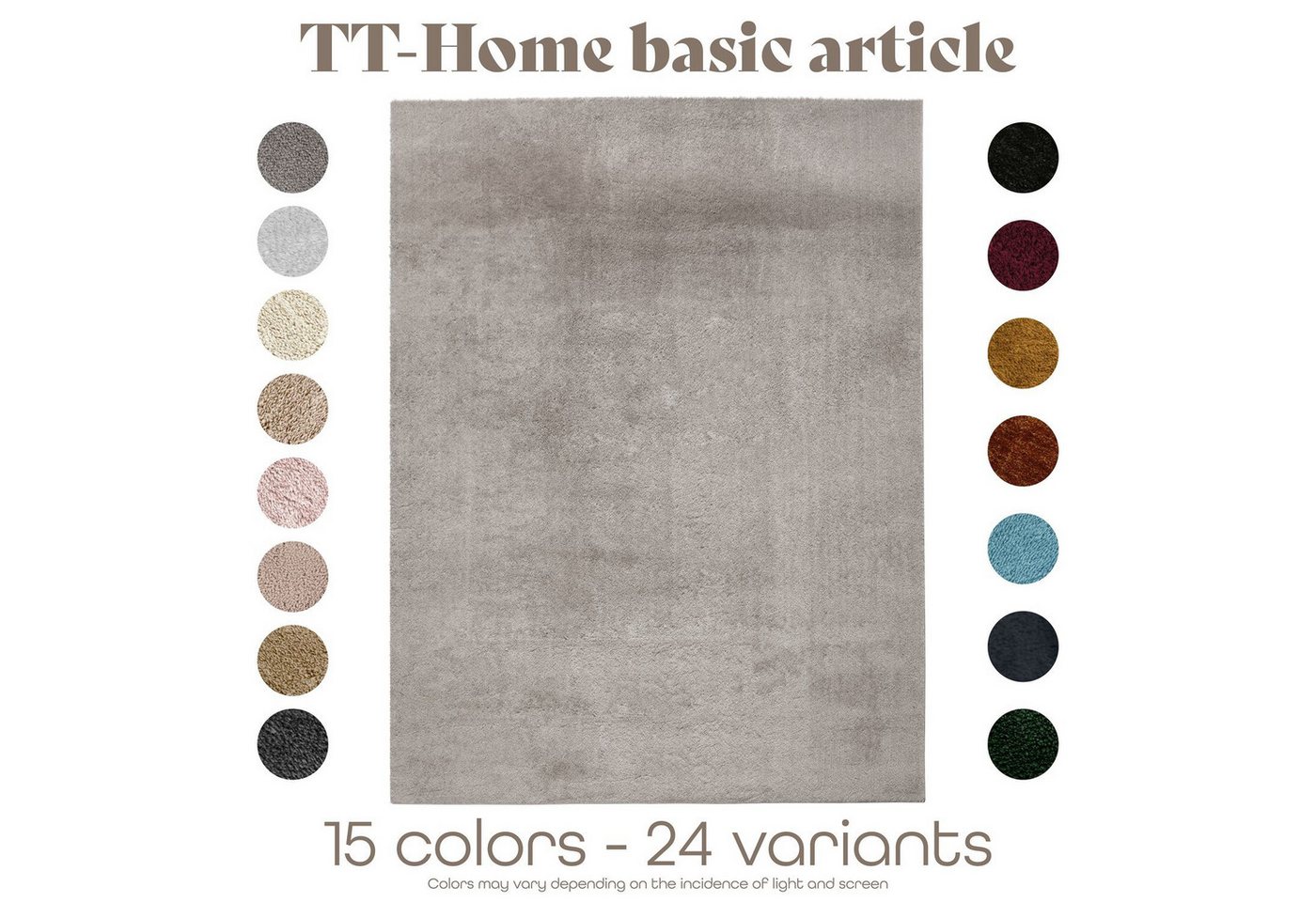 TT Home Teppich Diele, Esszimmer, Flur, Schlafzimmer, Wohnzimmer, Rechteckig, Höhe: 14 mm, Wohnzimmer Kurzflor Einfarbig Modernes Design Waschbar – Bild 2 von 5