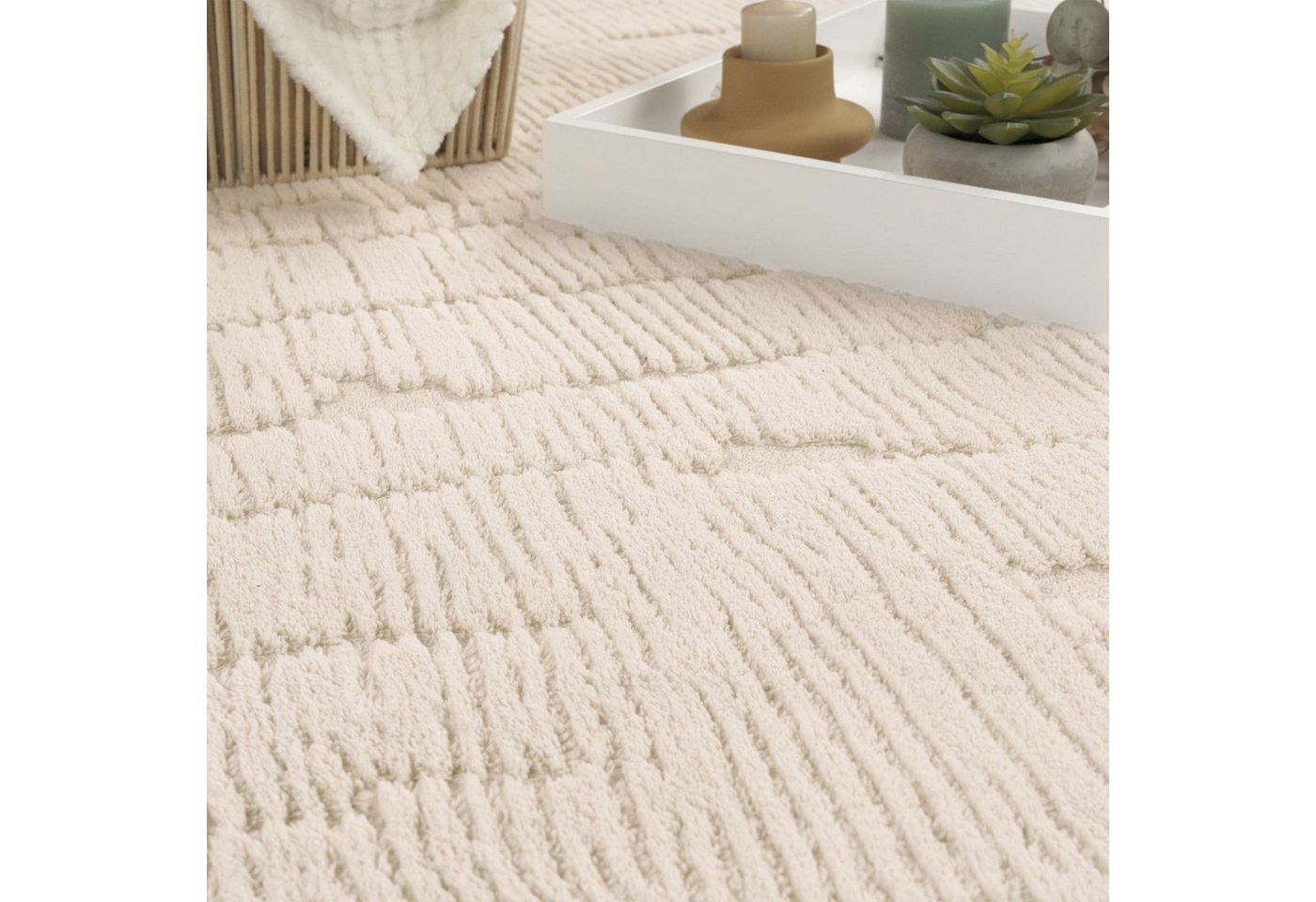 TT Home Teppich Diele, Esszimmer, Flur, Schlafzimmer, Wohnzimmer, Rechteckig, Höhe: 16 mm, Wohnzimmer Teppich Hochflor Skandinavisch Boho Waschbar Abstraktes Mu – Bild 5 von 5