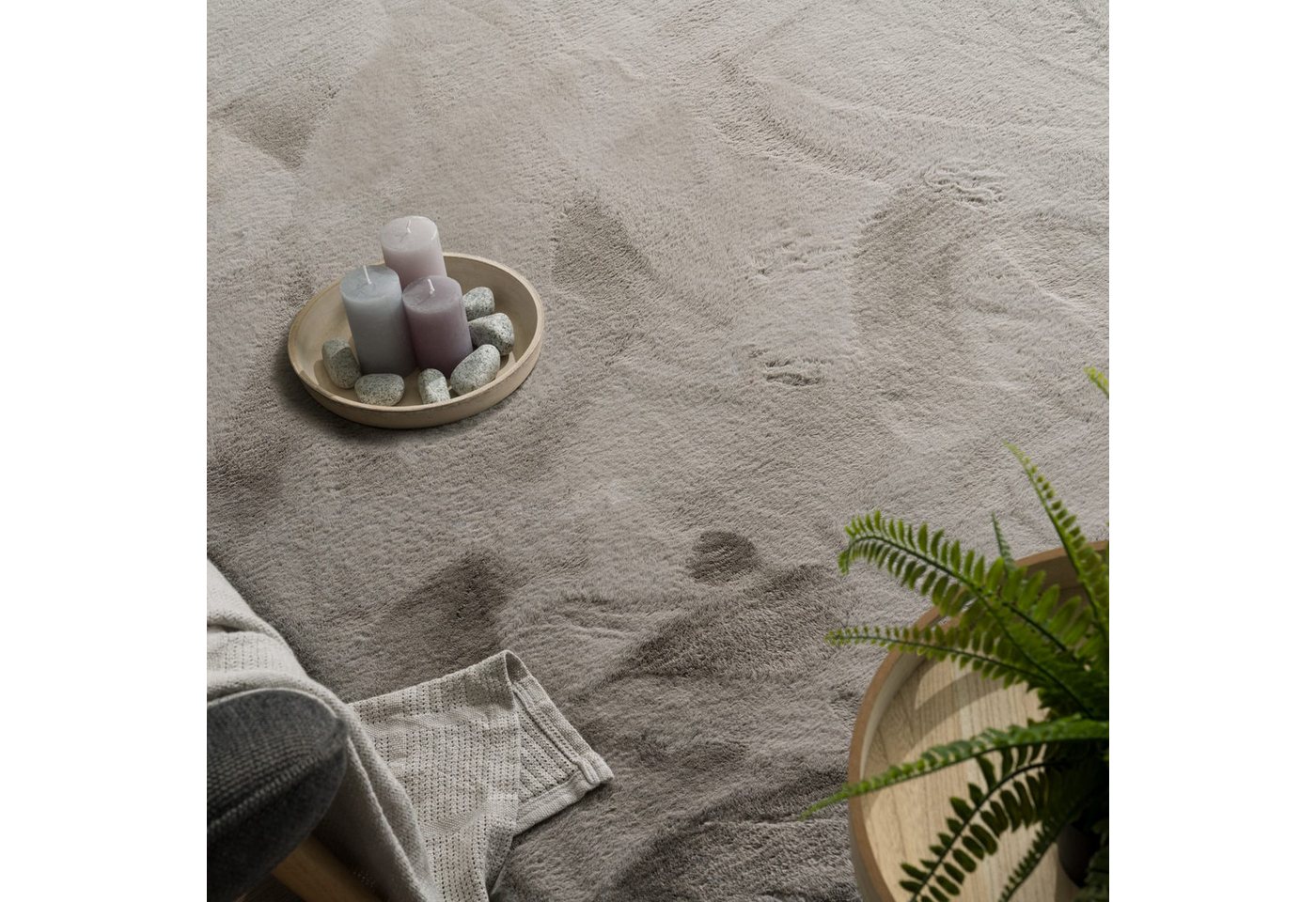 TT Home Teppich Diele, Esszimmer, Flur, Kinderzimmer, Schlafzimmer, Wohnzimmer, Rechteckig, Höhe: 39 mm, Wohnzimmer Hochflor Teppich Langflor Soft Kaninchenfell – Bild 5 von 5
