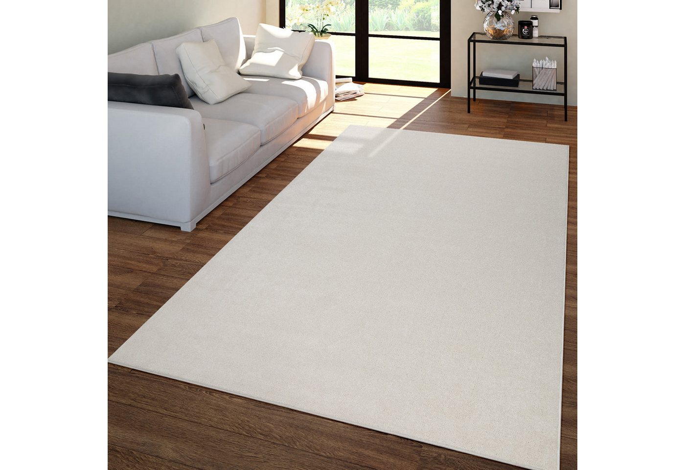 TT Home Teppich Diele, Esszimmer, Flur, Schlafzimmer, Wohnzimmer, Rechteckig, Höhe: 12 mm, Wohnzimmer Teppich Kurflor Unifarbendes Design Modern Und Zeitlos – Bild 2 von 5
