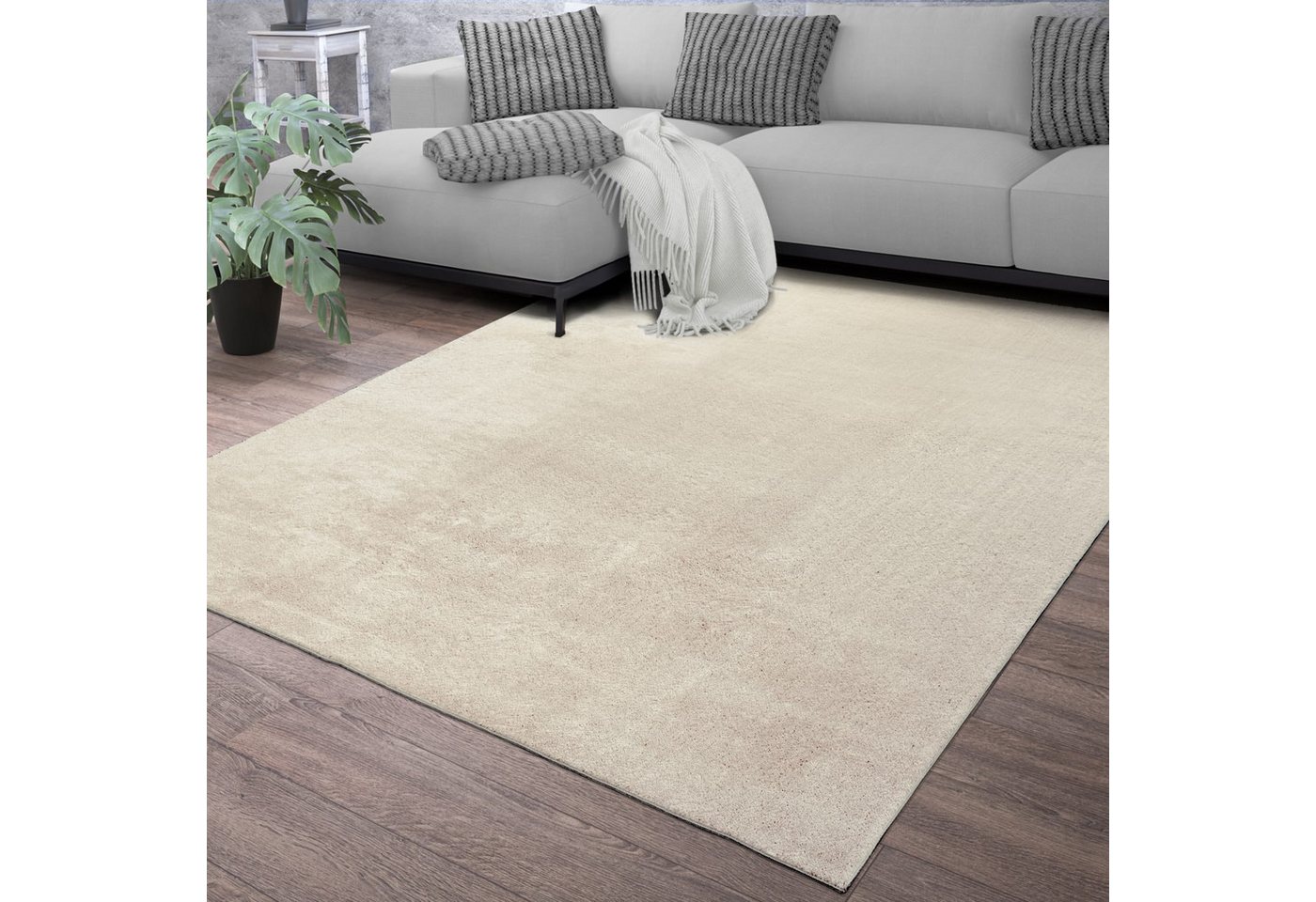 TT Home Teppich Diele, Esszimmer, Flur, Schlafzimmer, Wohnzimmer, Rechteckig, Höhe: 14 mm, Wohnzimmer Kurzflor Einfarbig Modernes Design Waschbar – Bild 2 von 5