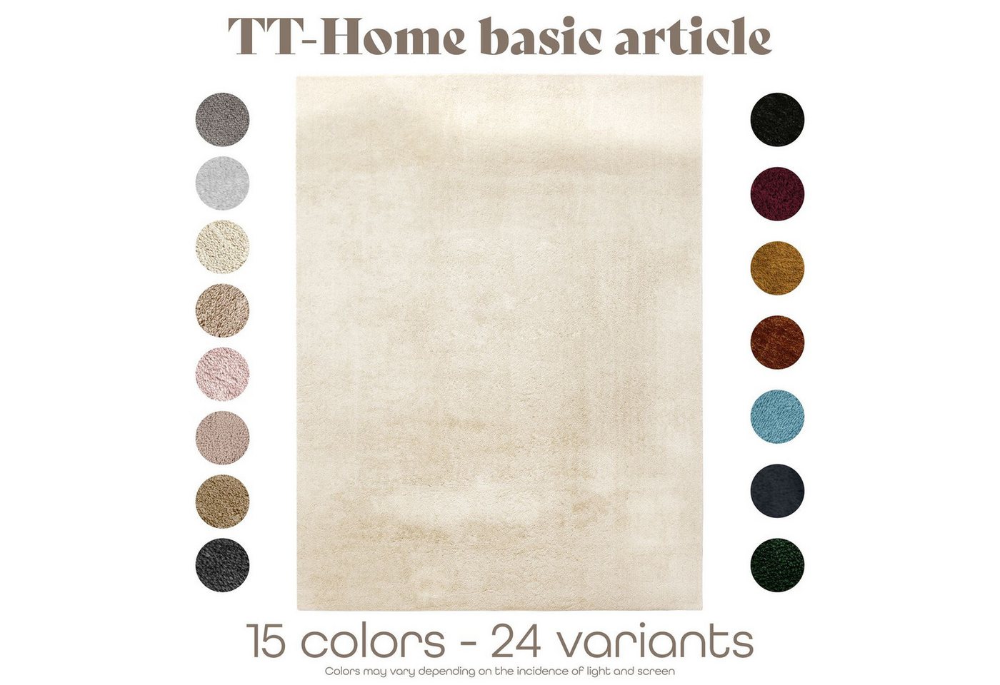 TT Home Teppich Diele, Esszimmer, Flur, Schlafzimmer, Wohnzimmer, Rechteckig, Höhe: 14 mm, Wohnzimmer Kurzflor Einfarbig Modernes Design Waschbar – Bild 3 von 5