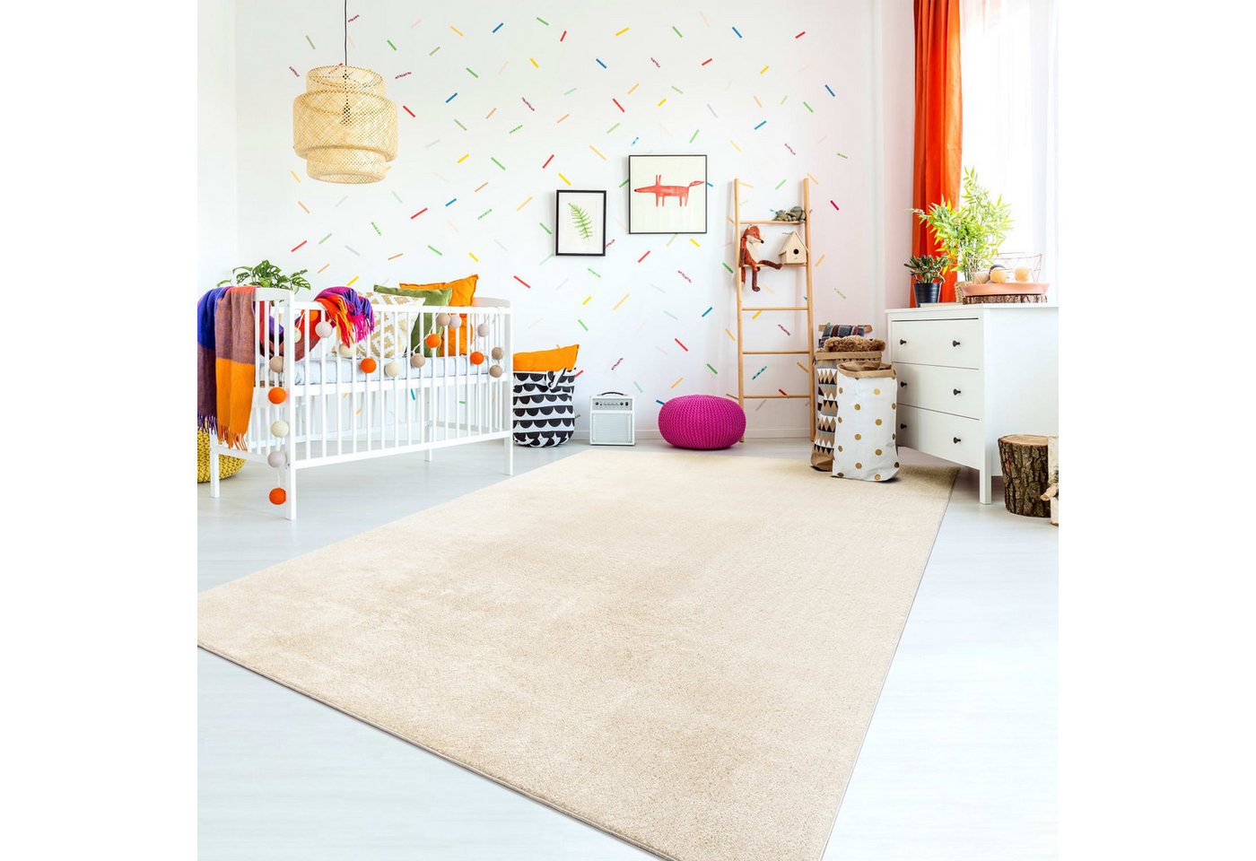 TT Home Teppich Diele, Esszimmer, Flur, Schlafzimmer, Wohnzimmer, Rechteckig, Höhe: 14 mm, Wohnzimmer Kurzflor Einfarbig Modernes Design Waschbar – Bild 5 von 5