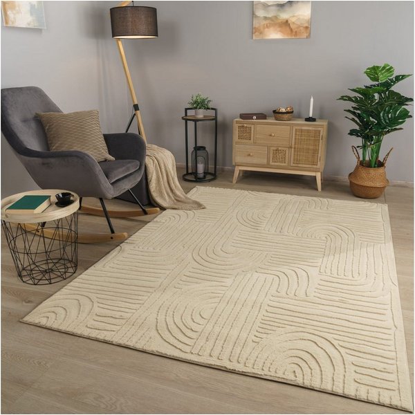 TT Home Teppich Diele, Esszimmer, Flur, Schlafzimmer, Wohnzimmer, Rechteckig, Höhe: 14 mm, Wohnzimmer Teppich Esszimmer Kurzflor Geometrische Optik Skandi Boho 