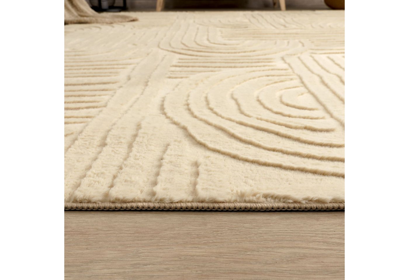 TT Home Teppich Diele, Esszimmer, Flur, Schlafzimmer, Wohnzimmer, Rechteckig, Höhe: 14 mm, Wohnzimmer Teppich Esszimmer Kurzflor Geometrische Optik Skandi Boho  – Bild 3 von 5