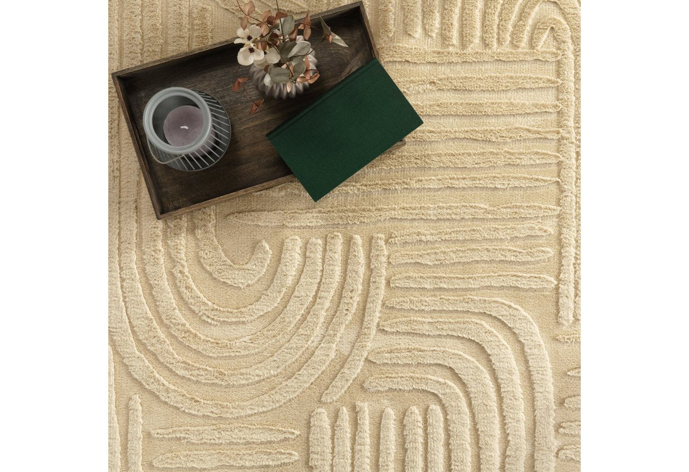 TT Home Teppich Diele, Esszimmer, Flur, Schlafzimmer, Wohnzimmer, Rechteckig, Höhe: 14 mm, Wohnzimmer Teppich Esszimmer Kurzflor Geometrische Optik Skandi Boho  – Bild 5 von 5