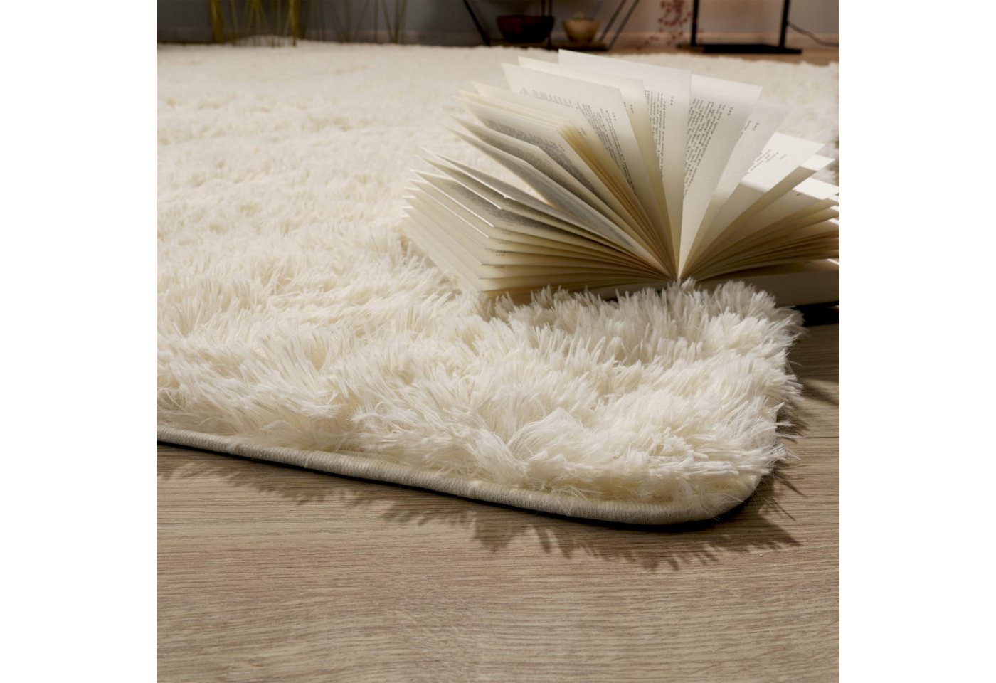 TT Home Teppich Diele, Esszimmer, Flur, Schlafzimmer, Wohnzimmer, Rechteckig, Höhe: 37 mm, Teppich Wohnzimmer Hochflor Langflor Weich Soft Modernes Einfarbiges  – Bild 5 von 5