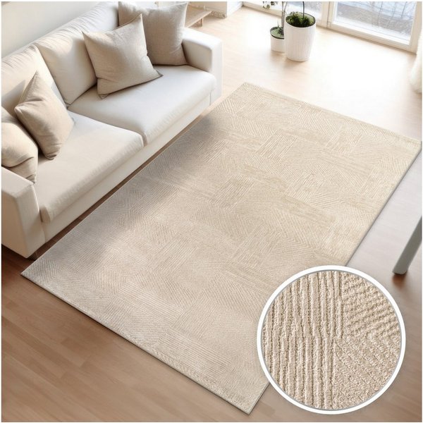 TT Home Teppich Diele, Esszimmer, Flur, Schlafzimmer, Wohnzimmer, Rechteckig, Höhe: 13 mm, Wohnzimmer Teppich Esszimmer Kurzflor Boho Design Skandinavisch Unifa