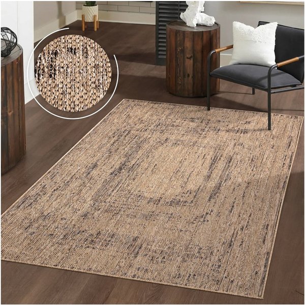 TT Home Teppich Diele, Flur, Küche, Außenbereich, Rechteckig, Höhe: 4 mm, Waschbarer In-& Outdoorteppich Wetterfest Terrasse Uni Moderner Boho A