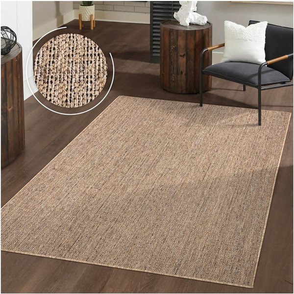 TT Home Teppich Diele, Flur, Küche, Außenbereich, Rechteckig, Höhe: 4 mm, Waschbarer In-& Outdoorteppich Wetterfest Garten Terrasse Boho Unicolo