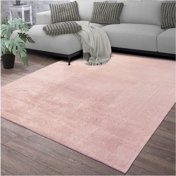 TT Home Teppich Diele, Esszimmer, Flur, Schlafzimmer, Wohnzimmer, Rechteckig, Höhe: 14 mm, Wohnzimmer Kurzflor Einfarbig Modernes Design Waschbar