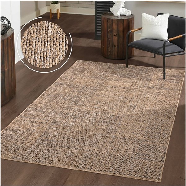 TT Home Teppich Diele, Flur, Küche, Außenbereich, Rechteckig, Höhe: 4 mm, Waschbarer In-& Outdoorteppich Wetterfest Terrasse Unifarben Melierte
