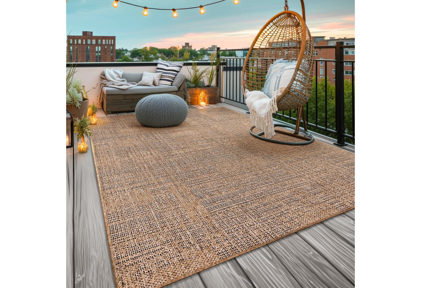 TT Home Teppich Diele, Flur, Küche, Außenbereich, Rechteckig, Höhe: 4 mm, Waschbarer In-& Outdoorteppich Wetterfest Terrasse Unifarben Melierte – Bild 3 von 5