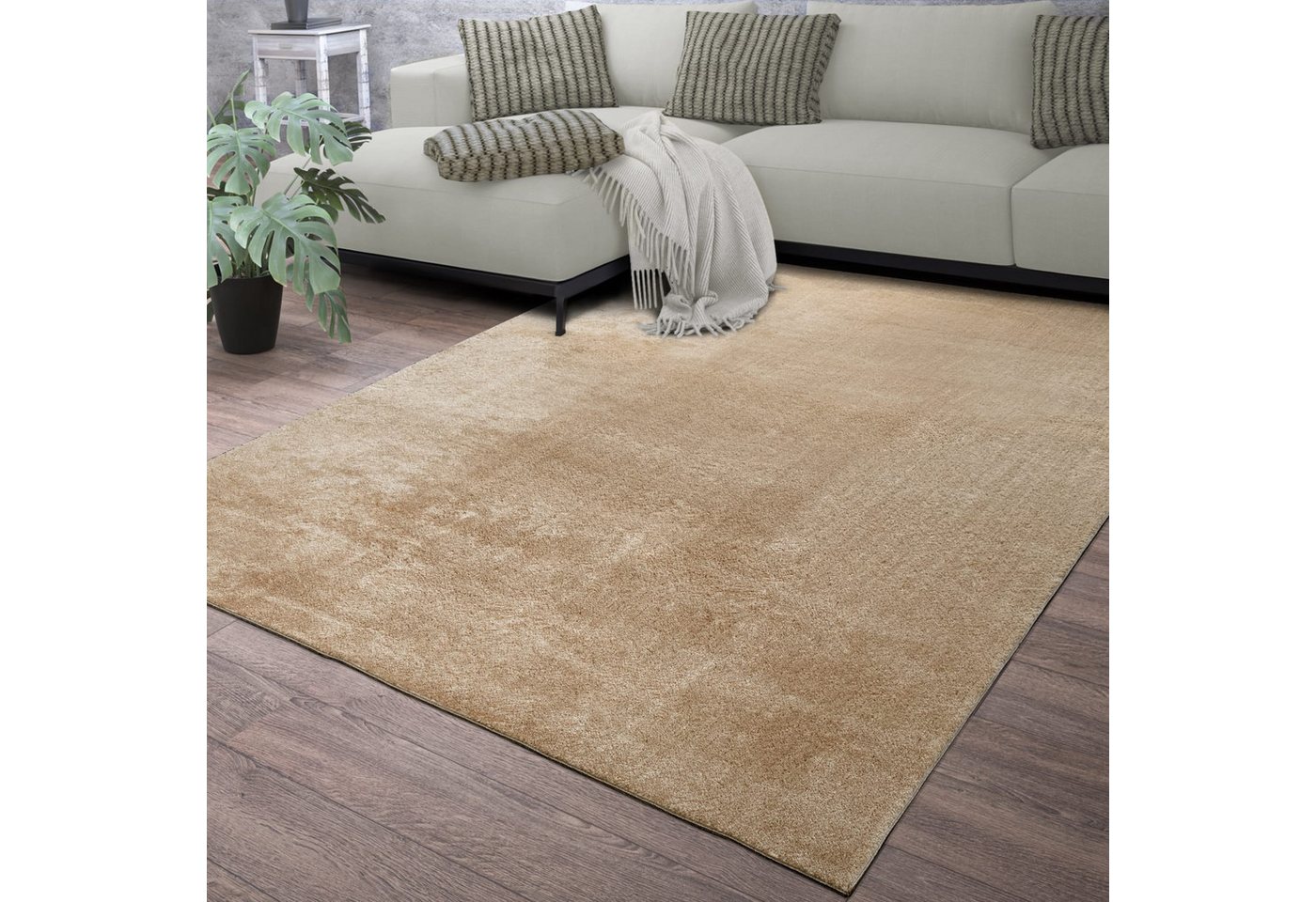 TT Home Teppich Diele, Esszimmer, Flur, Schlafzimmer, Wohnzimmer, Rechteckig, Höhe: 14 mm, Wohnzimmer Kurzflor Einfarbig Modernes Design Waschbar – Bild 2 von 5