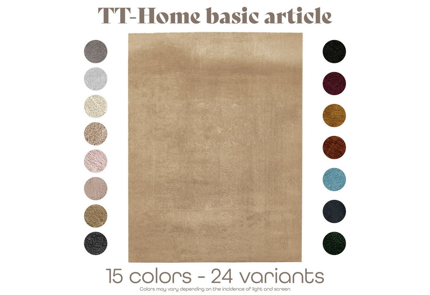 TT Home Teppich Diele, Esszimmer, Flur, Schlafzimmer, Wohnzimmer, Rechteckig, Höhe: 14 mm, Wohnzimmer Kurzflor Einfarbig Modernes Design Waschbar – Bild 3 von 5
