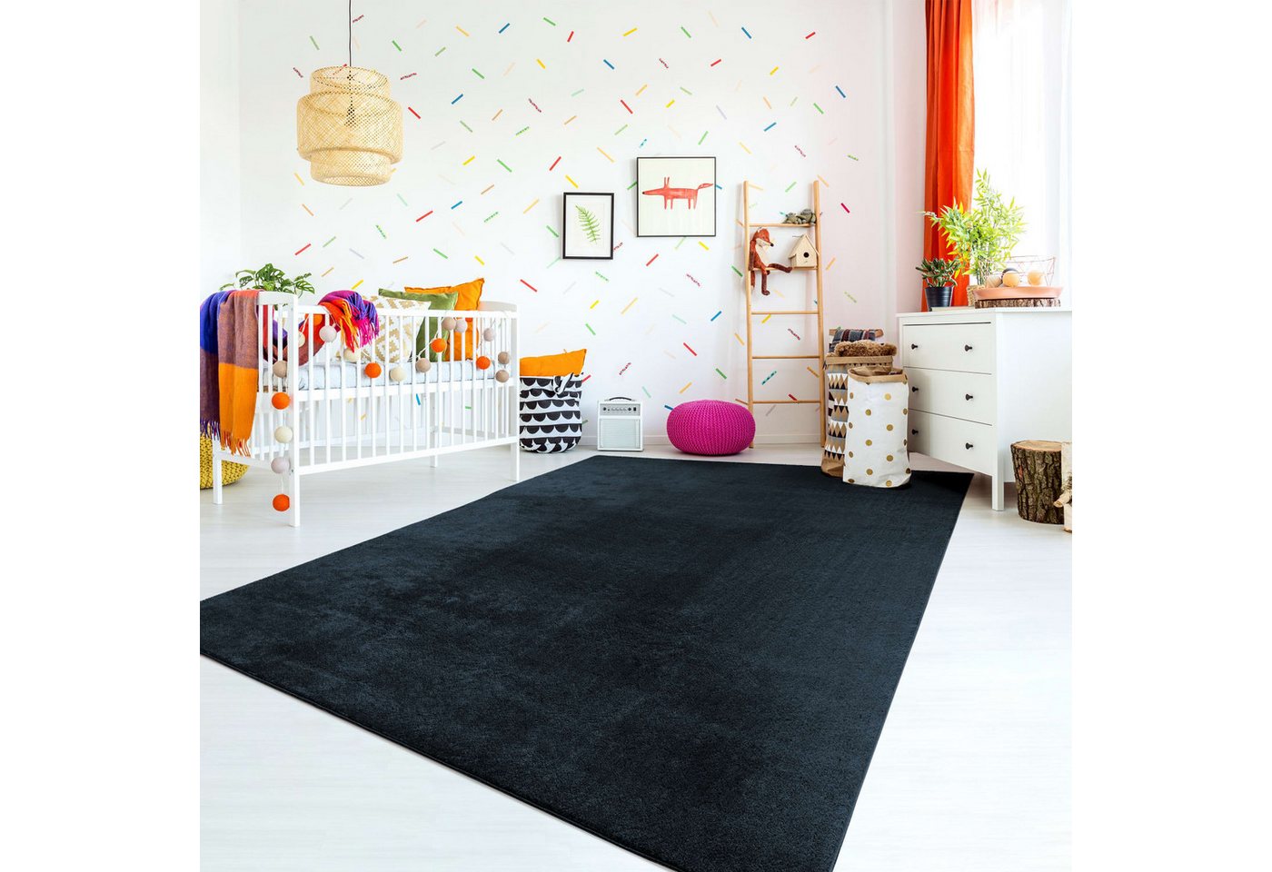TT Home Teppich Diele, Esszimmer, Flur, Schlafzimmer, Wohnzimmer, Rechteckig, Höhe: 14 mm, Wohnzimmer Kurzflor Einfarbig Modernes Design Waschbar – Bild 5 von 5