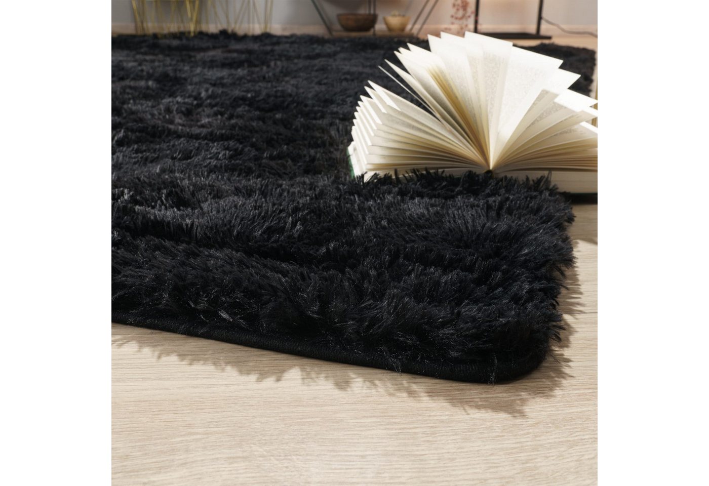 TT Home Teppich Diele, Esszimmer, Flur, Schlafzimmer, Wohnzimmer, Rechteckig, Höhe: 37 mm, Teppich Wohnzimmer Hochflor Langflor Weich Soft Modernes Einfarbiges  – Bild 5 von 5