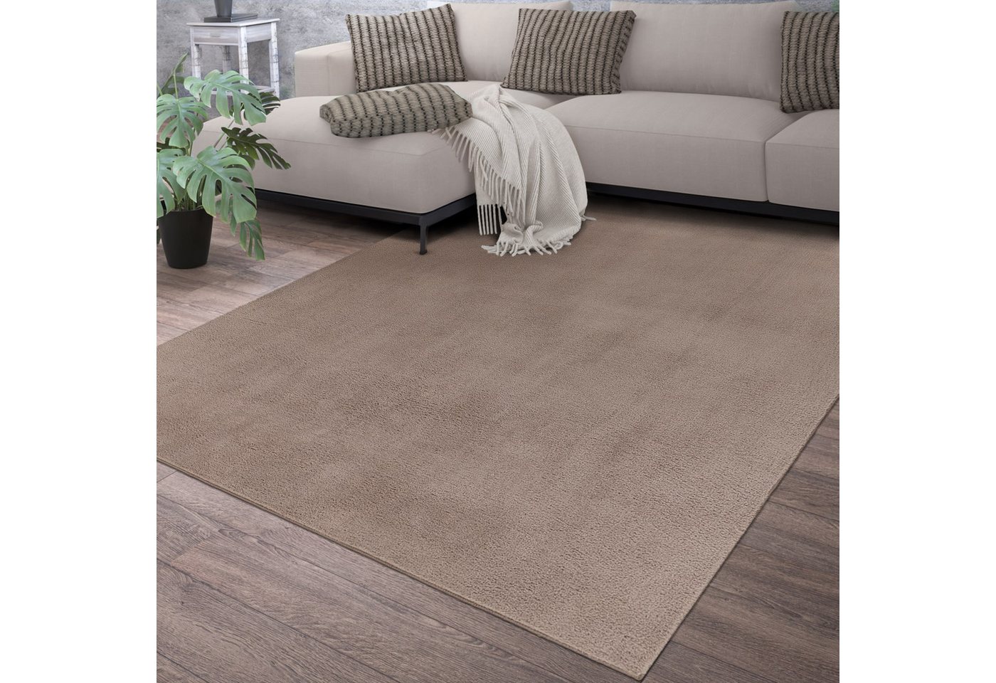 TT Home Teppich Diele, Esszimmer, Flur, Schlafzimmer, Wohnzimmer, Rechteckig, Höhe: 14 mm, Wohnzimmer Kurzflor Einfarbig Modernes Design Waschbar – Bild 4 von 5