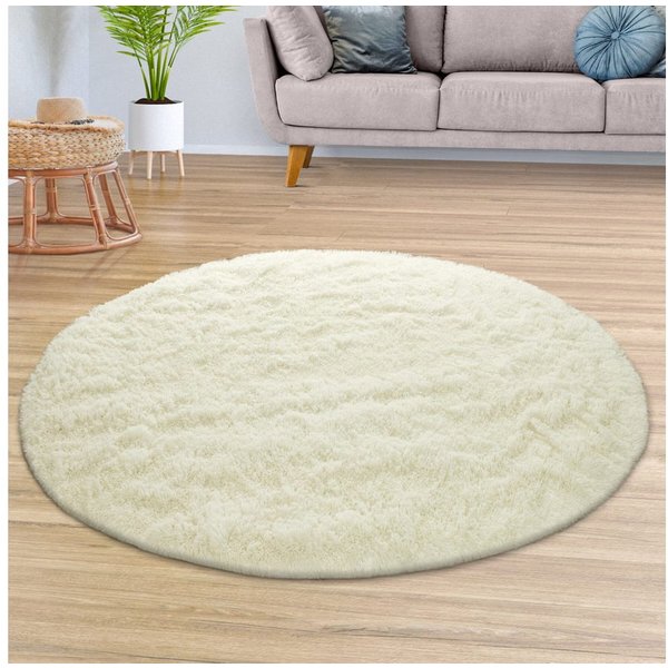 TT Home Teppich Diele, Esszimmer, Flur, Schlafzimmer, Wohnzimmer, Rund, Höhe: 37 mm, Teppich Wohnzimmer Hochflor Langflor Weich Soft Modernes Einfarbiges D