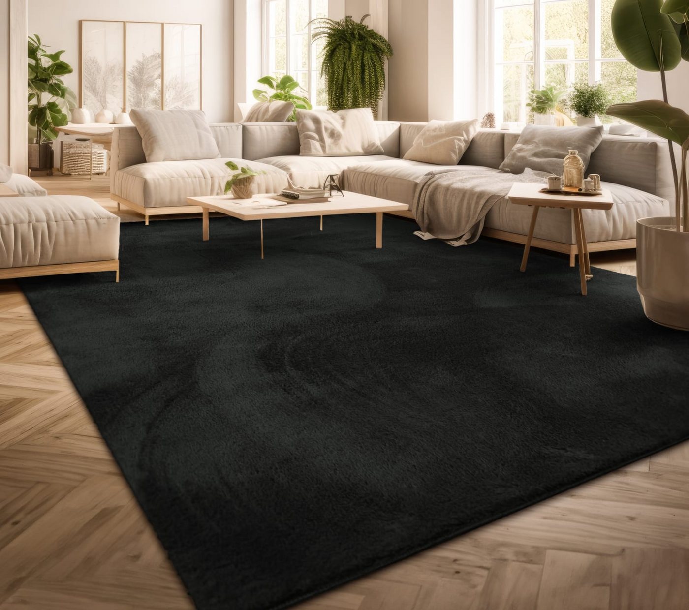 TT Home Teppich Diele, Esszimmer, Flur, Schlafzimmer, Wohnzimmer, Rechteckig, Höhe: 14 mm, Wohnzimmer Kurzflor Einfarbig Modernes Design Waschbar – Bild 2 von 5