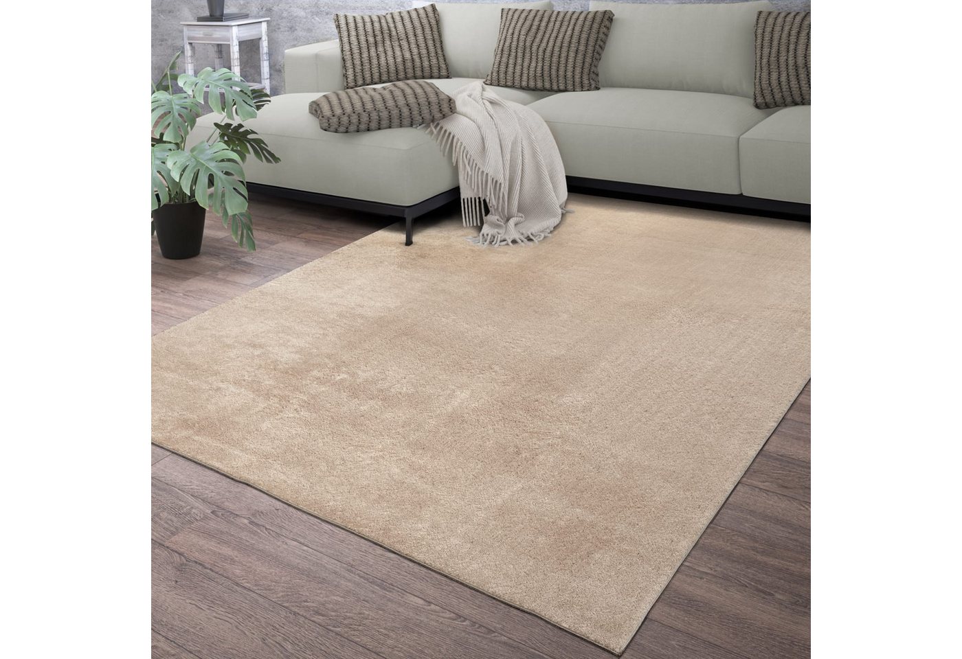 TT Home Teppich Diele, Esszimmer, Flur, Schlafzimmer, Wohnzimmer, Rechteckig, Höhe: 14 mm, Wohnzimmer Kurzflor Einfarbig Modernes Design Waschbar – Bild 2 von 5