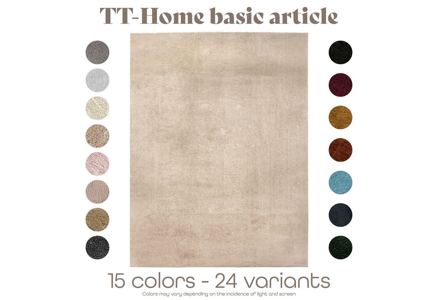 TT Home Teppich Diele, Esszimmer, Flur, Schlafzimmer, Wohnzimmer, Rechteckig, Höhe: 14 mm, Wohnzimmer Kurzflor Einfarbig Modernes Design Waschbar – Bild 3 von 5