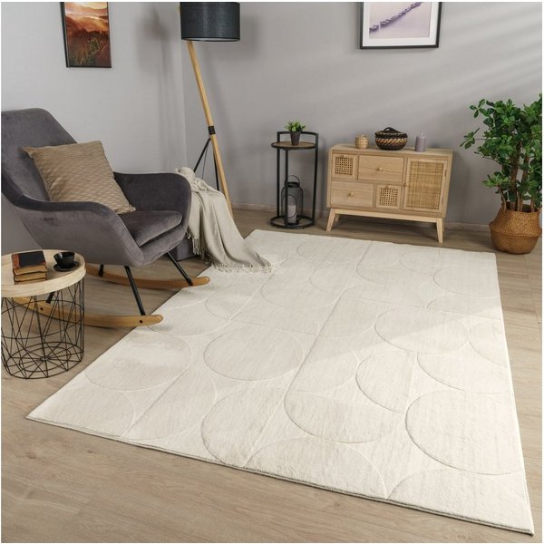 TT Home Teppich Diele, Esszimmer, Flur, Schlafzimmer, Wohnzimmer, Rechteckig, Höhe: 14 mm, Wohnzimmer Teppich Esszimmer Kurzflor Geometrische Optik Skandi Boho 