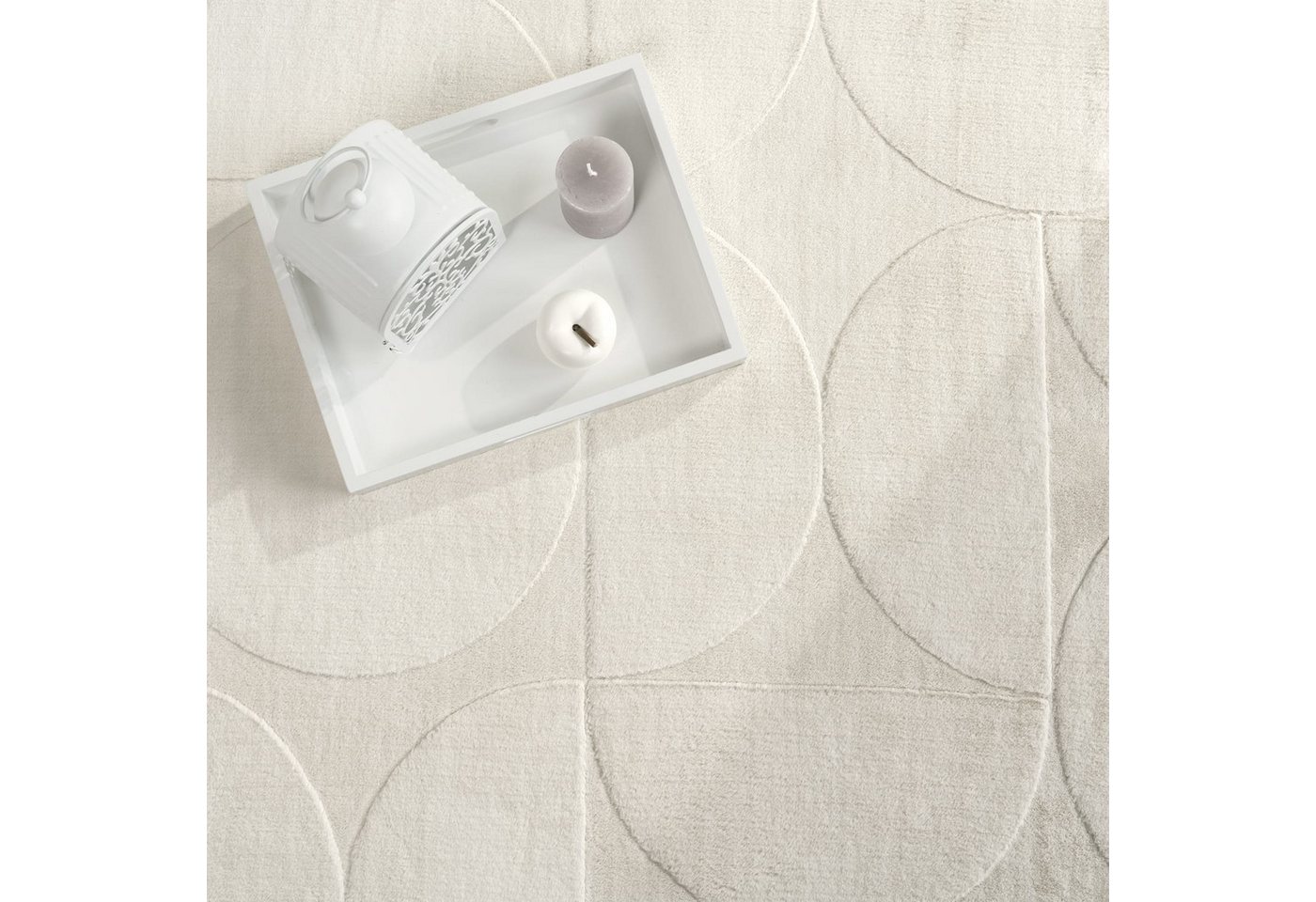 TT Home Teppich Diele, Esszimmer, Flur, Schlafzimmer, Wohnzimmer, Rechteckig, Höhe: 14 mm, Wohnzimmer Teppich Esszimmer Kurzflor Geometrische Optik Skandi Boho  – Bild 4 von 5