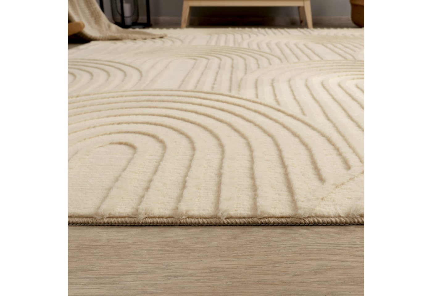 TT Home Teppich Diele, Esszimmer, Flur, Schlafzimmer, Wohnzimmer, Rechteckig, Höhe: 14 mm, Wohnzimmer Teppich Esszimmer Kurzflor Geometrische Optik Skandi Boho  – Bild 3 von 5