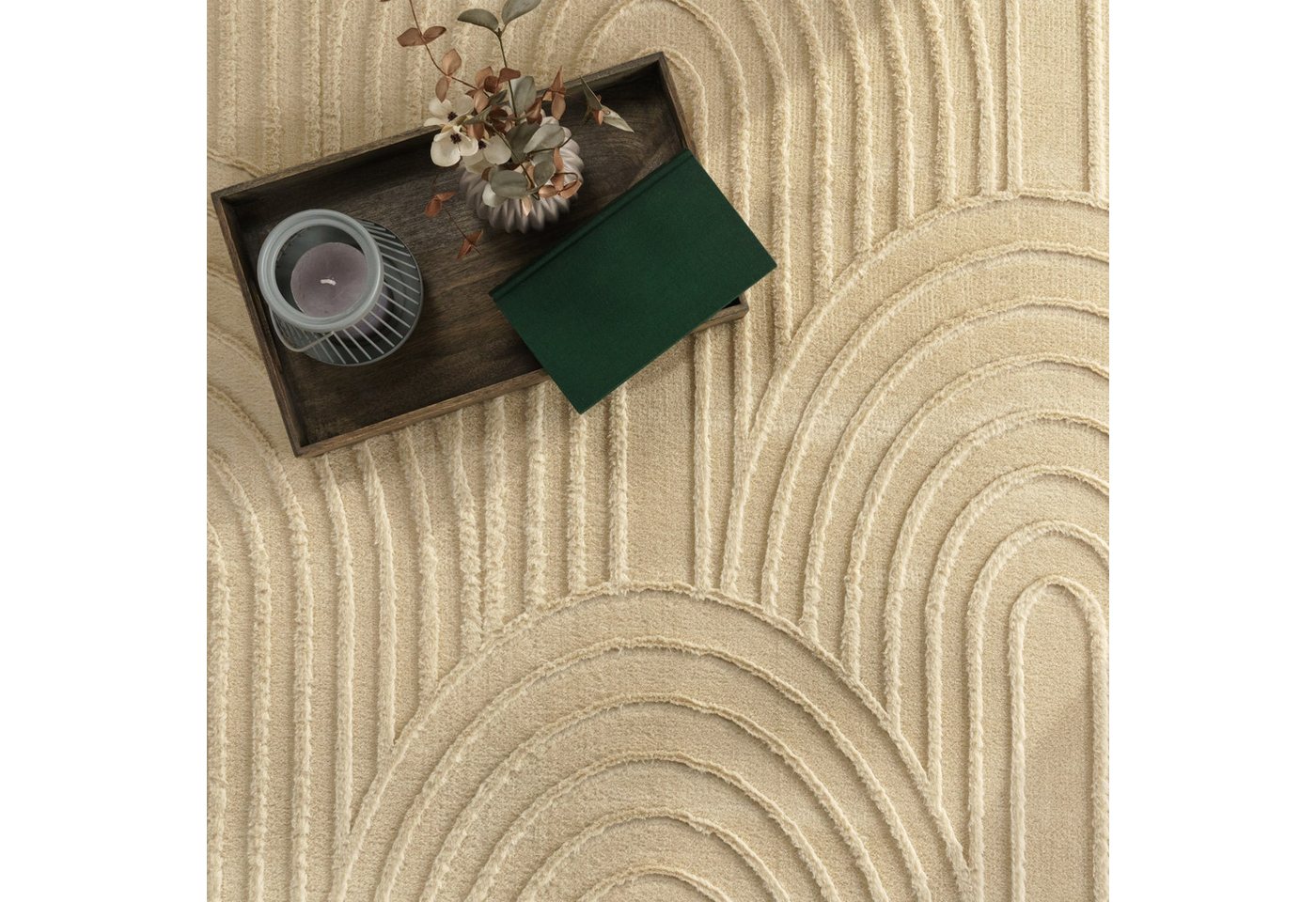 TT Home Teppich Diele, Esszimmer, Flur, Schlafzimmer, Wohnzimmer, Rechteckig, Höhe: 14 mm, Wohnzimmer Teppich Esszimmer Kurzflor Geometrische Optik Skandi Boho  – Bild 5 von 5