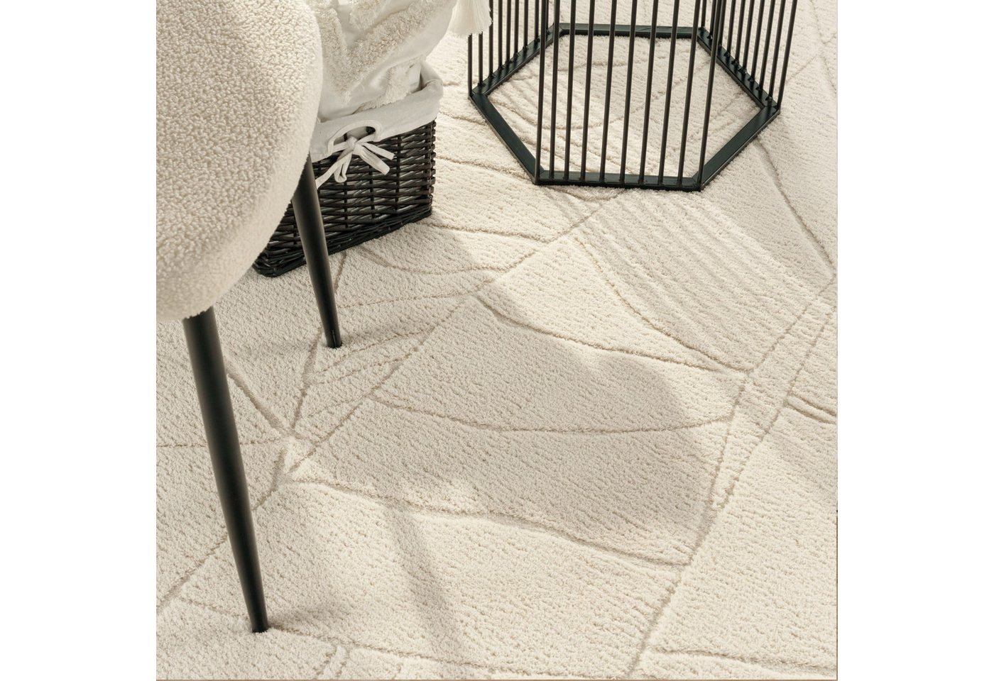 TT Home Teppich Esszimmer, Schlafzimmer, Wohnzimmer, Rechteckig, Höhe: 16 mm, Wohnzimmer Teppich Schlafzimmer Hochflor Weich Waschbar Uni 3D-Optik M – Bild 3 von 5
