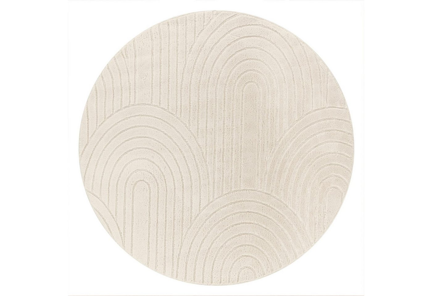 TT Home Teppich Esszimmer, Schlafzimmer, Wohnzimmer, Rund, Höhe: 16 mm, Wohnzimmer Teppich Schlafzimmer Hochflor Weich Waschbar Uni 3D-Optik M – Bild 3 von 5