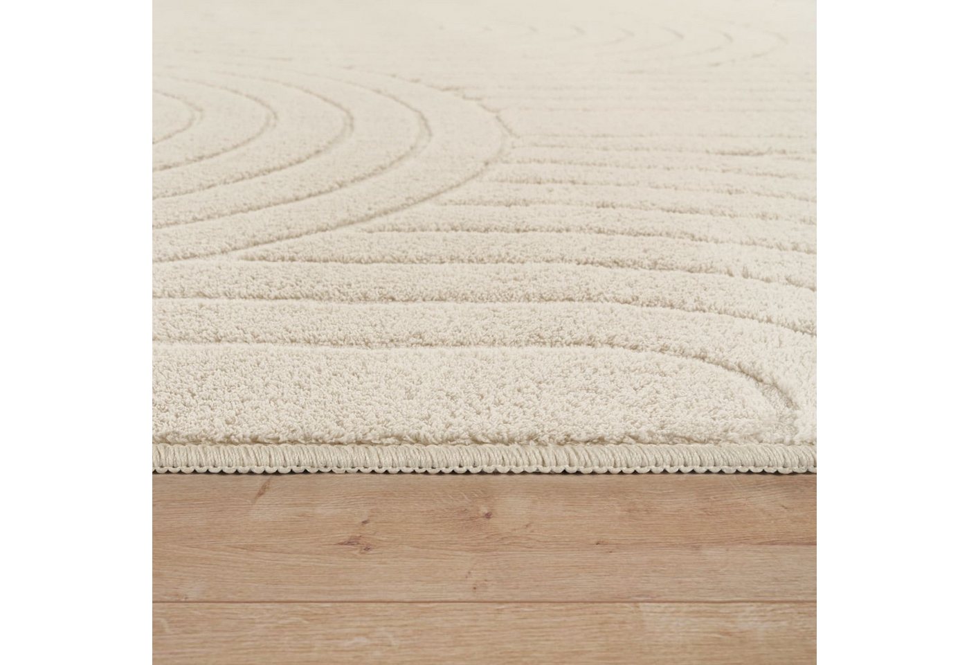 TT Home Teppich Esszimmer, Schlafzimmer, Wohnzimmer, Rund, Höhe: 16 mm, Wohnzimmer Teppich Schlafzimmer Hochflor Weich Waschbar Uni 3D-Optik M – Bild 4 von 5