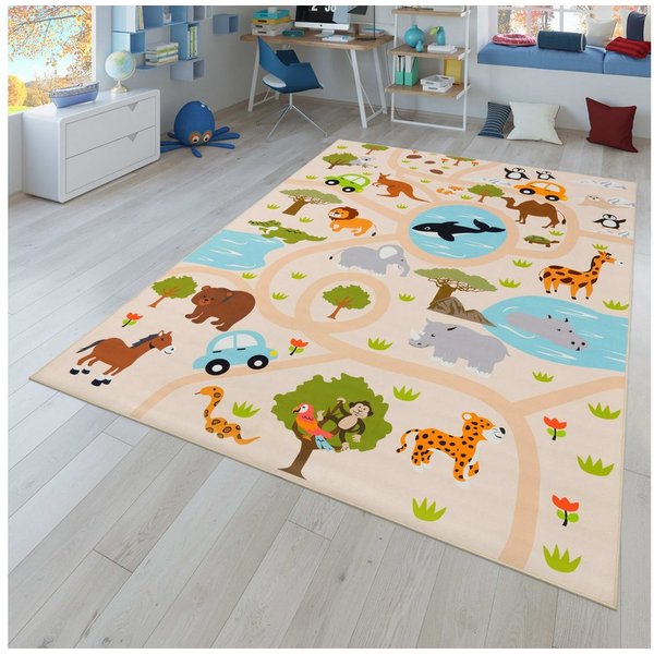 TT Home Teppich Kinderzimmer, Rechteckig, Höhe: 4 mm, Kinderzimmerteppich Teppich Junge Mädchen Kinderteppich Baby Rutschfes