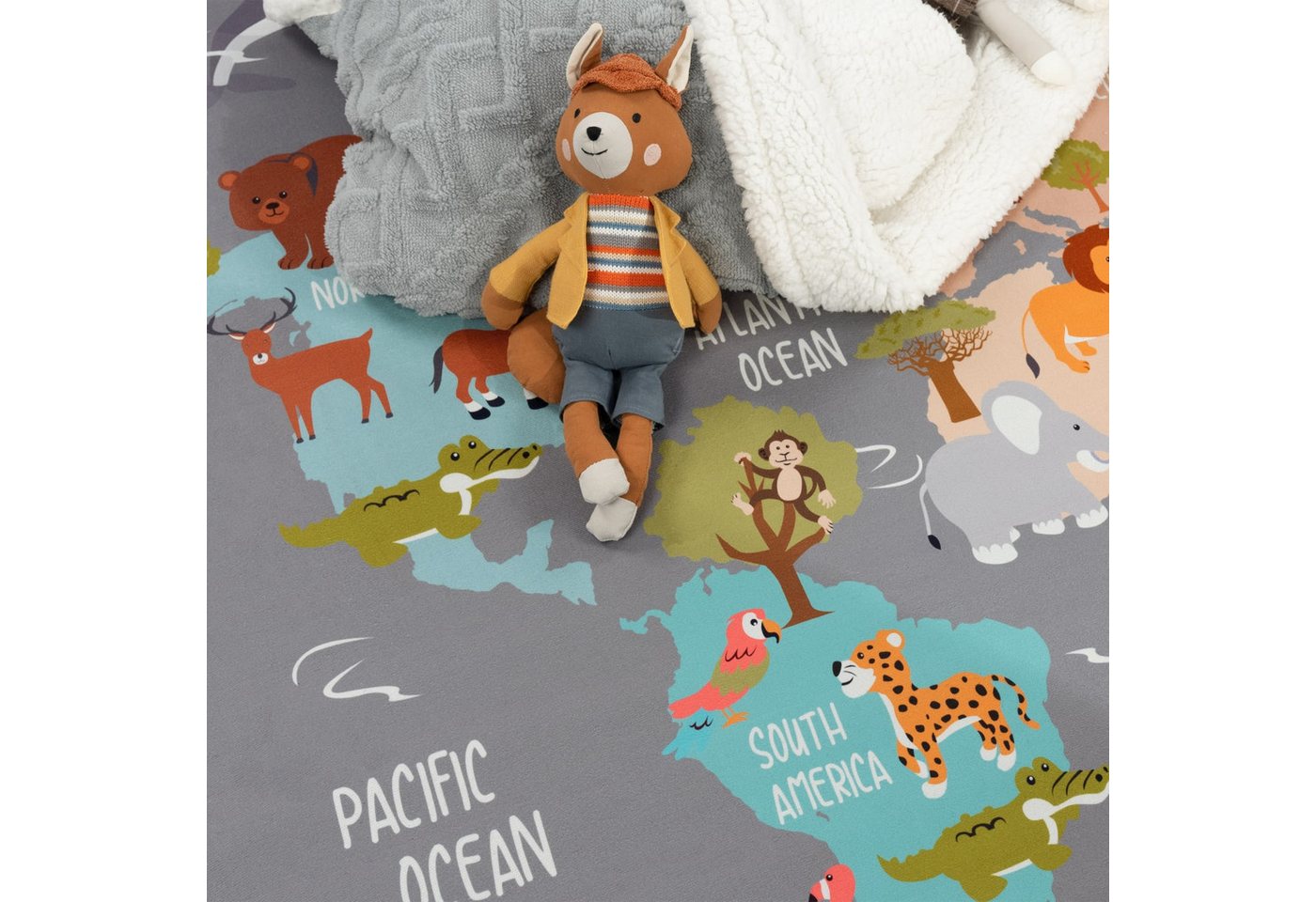 TT Home Teppich Kinderzimmer, Rechteckig, Höhe: 4 mm, Kinderzimmerteppich Teppich Junge Mädchen Kinderteppich Rutschfest Tie – Bild 5 von 5