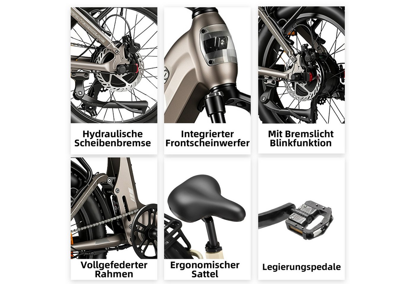 TTGO E-Bike Klapprad 20 Zoll, Fully, Vollfederung, 48V 720Wh, bis zu 150km, 150kg belastbar, 7 Gang SHIMANO, Kettenschaltung, Heckmotor, 720 Wh, (Faltrad, Softt – Bild 4 von 5