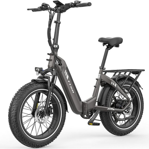 TTGO E-Bike Klapprad 20 Zoll, 4,0'' Fatbike-Reifen, 70Nm, Lockout-Federgabel, Faltrad, 7 Gang SHIMANO, Kettenschaltung, Heckmotor, 864 Wh, 140km, Drehmomentsens