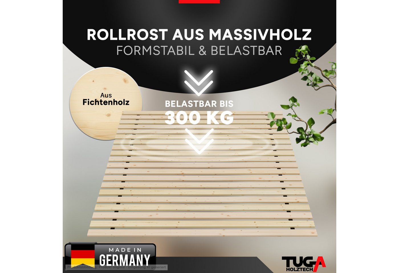 Rollrost Lattenrost Rolllattenrost 100 x 190 cm 20mm 300kg "stabiler Rollrost", TUGA-Holztech, Breite 70 80 90 100 120 140 160 180 200 Länge 140 190 200 210 220 – Bild 2 von 5