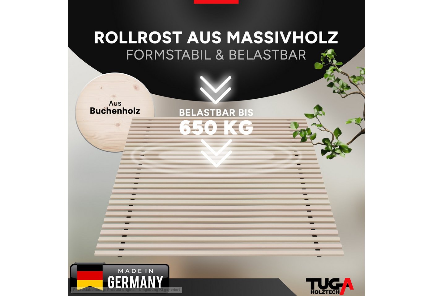 Rollrost Lattenrost Rolllattenrost "Buche" 80 x 160 cm 22mm bis 650kg Bettrost, TUGA-Holztech, 80cm 90cm 100cm 120cm 140cm 160cm 180cm 200cm Lg190 200 210 220cm – Bild 2 von 5