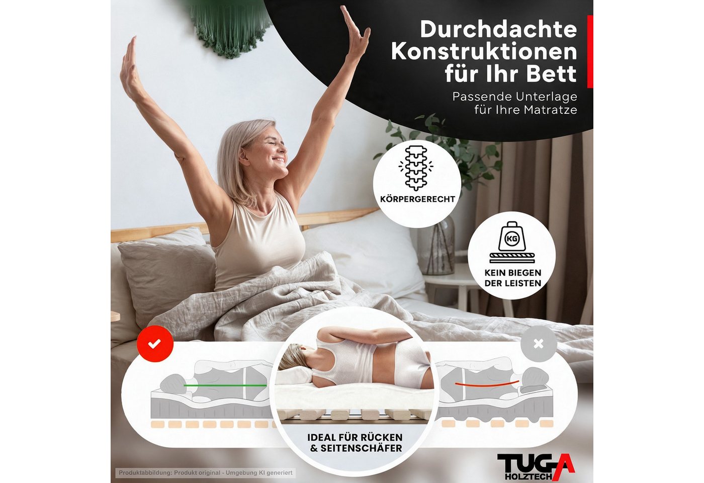 Rollrost Lattenrost Rolllattenrost "Buche" 80 x 160 cm 22mm bis 650kg Bettrost, TUGA-Holztech, 80cm 90cm 100cm 120cm 140cm 160cm 180cm 200cm Lg190 200 210 220cm – Bild 4 von 5