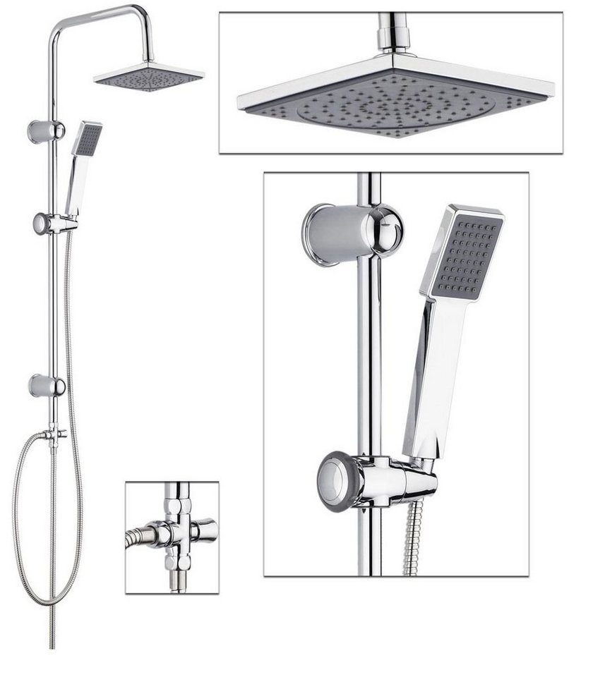 Tuganna Duschsystem FINE SHOWER 440002000, Duschsäule Überkopfbrause-Set Chrom Handbrause und ABS Kopfbrause – Bild 2 von 4