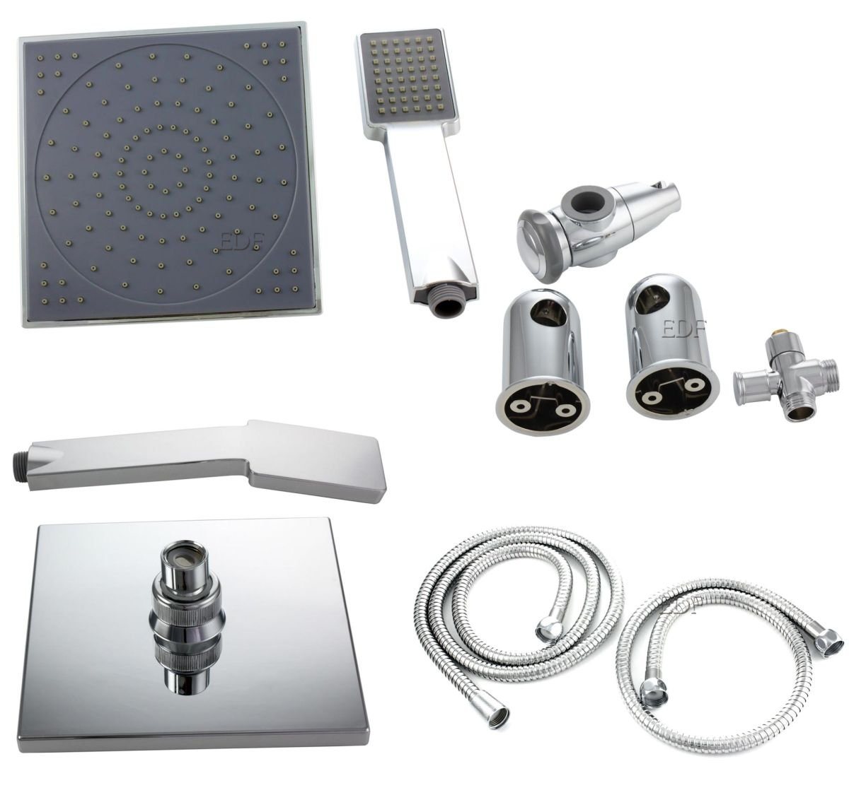 Tuganna Duschsystem FINE SHOWER 440002000, Duschsäule Überkopfbrause-Set Chrom Handbrause und ABS Kopfbrause – Bild 3 von 4