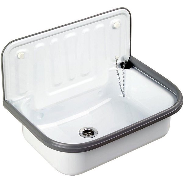 Tuganna Waschbecken Weiß A2, Stahl Ausgussbecken emailliert weiß 51x33x37cm