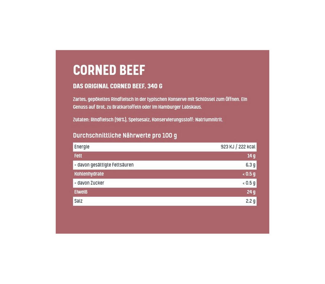 TULIP Wurstkonserve 340g Corned Beef Delikatesse Proteinquelle Rindfleisch, 340 g, (Packung) – Bild 2 von 5